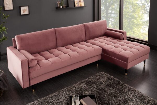 COZY VELVET rózsaszín bársony sarokkanapé COZY VELVET rózsaszín bársony sarokkanapé