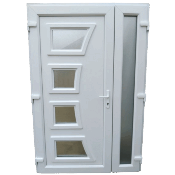 Eliza - Műanyag bejárati ajtó / FEHÉR / 138x208 / NYITHATÓ OLDALLAL -