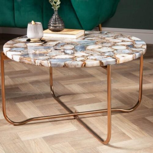 NOBLE kék-arany fém dohányzóasztal 62cm