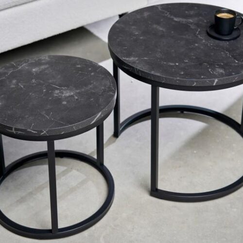 ELEGANCE fekete márvány kétrészes dohányzóasztal 45cm