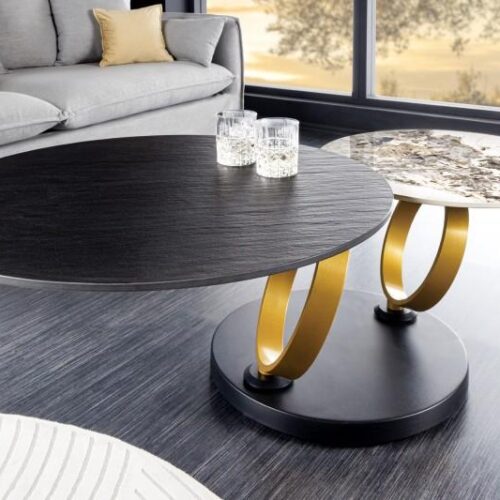 RINGS állítható szürke és arany kerámia dohányzóasztal