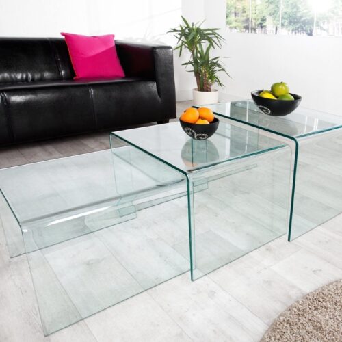 GHOST 3 részes üveg dohányzóasztal szett