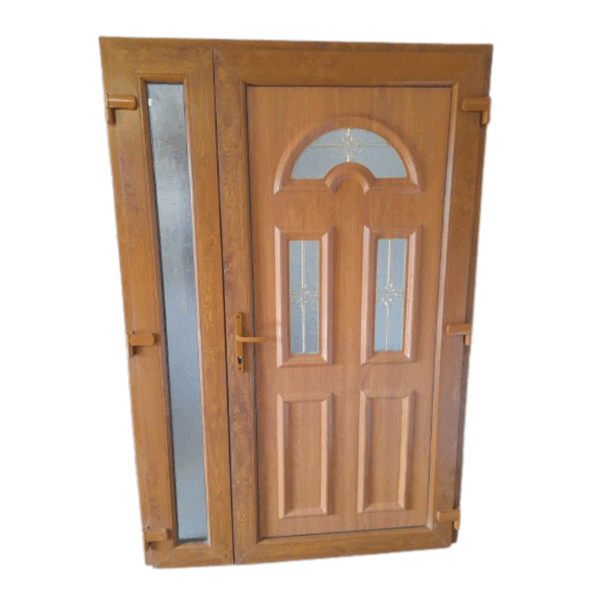 Candy A2 – Aranytölgy – Műanyag bejárati ajtó – 138×208 - NYITHATÓ OLDALLAL