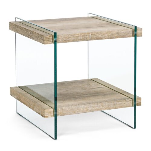 KENYA négyzetes lerakóasztal 2 polccal 50x50