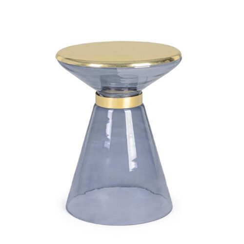 MERIEL szürke üveg lerakóasztal 36cm átmérő