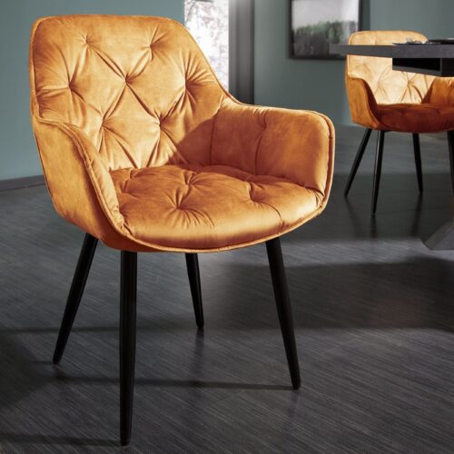 MILANO narancssárga bársony szék