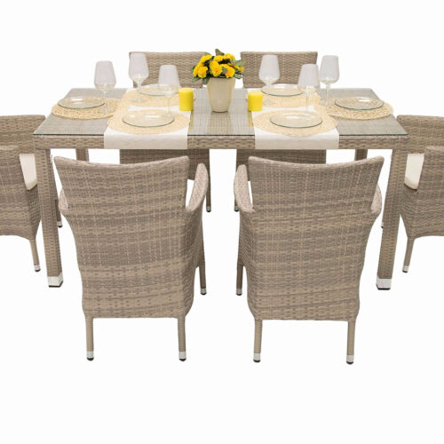 Kerti rattan meghatározott MODENA II. 1 + 6 (szürke-bézs)