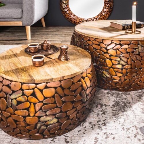 STONE MOSAIC bronz alumínium dohányzóasztal