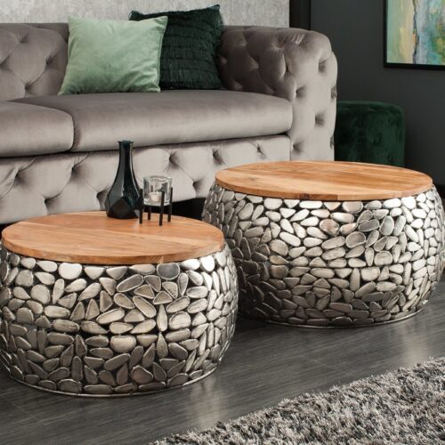 STONE MOSAIC ezüst alumínium dohányzóasztal