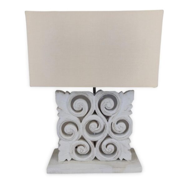 TAMBLINGAN fehér faragott asztali lámpa