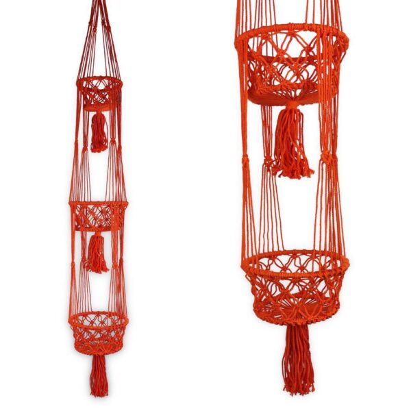 YOGYAKARTA narancssárga 3 részes bézs makramé virágtartó