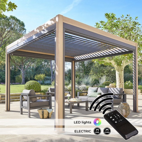 Kerti alumínium pavilon elektromos MEGAN 4x3 m (fahatású) Kerti alumínium pavilon elektromos MEGAN 4x3 m (fahatású)
