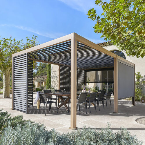 Kerti alumínium pavilon MEGAN 6x3 m (fa hatás)