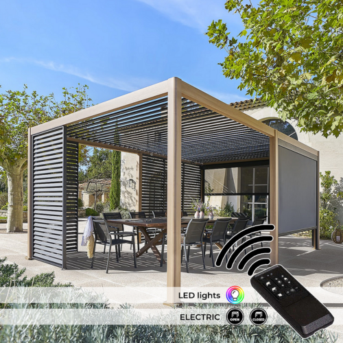 Kerti alumínium pavilon elektromos MEGAN 6x3 m (fa hatás) Kerti alumínium pavilon elektromos MEGAN 6x3 m (fa hatás)