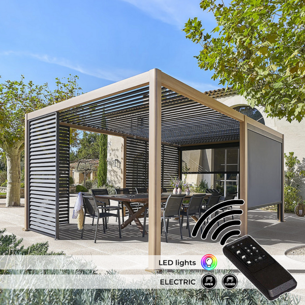 Kerti alumínium pavilon elektromos MEGAN 6x3 m (fa hatás) Kerti alumínium pavilon elektromos MEGAN 6x3 m (fa hatás)