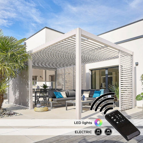 Kerti alumínium pavilon elektromos MEGAN 6x3 m (elefántcsont)