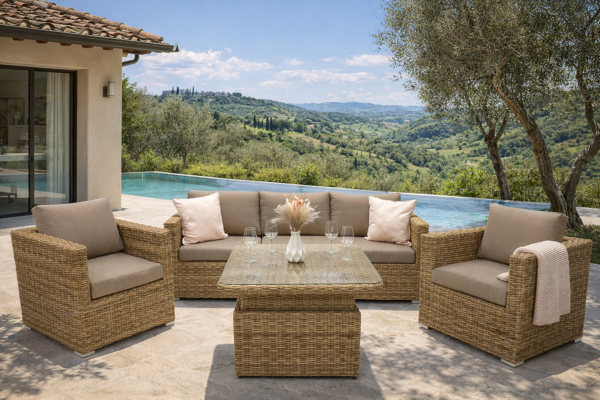 Rattan variálható ülőgarnitúra MALIBU 5 fő részére (bézs-barna) Rattan variálható ülőgarnitúra MALIBU 5 fő részére (bézs-barna)