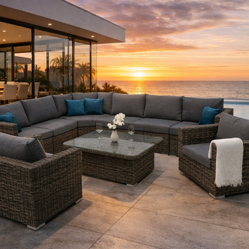 Rattan variálható ülőgarnitúra MALIBU 8 fő részére (szürke)