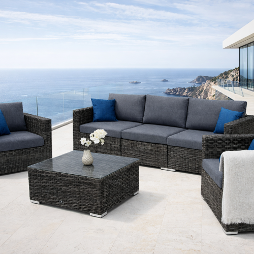 Rattan variálható ülőgarnitúra MALIBU 5 fő részére (szürke)
