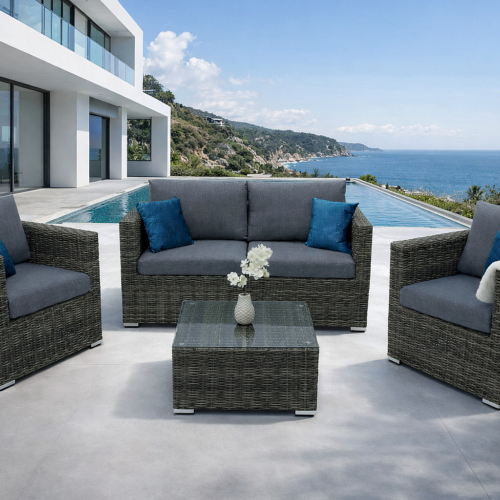 Rattan variálható ülőgarnitúra MALIBU 4 fő részére (szürke)