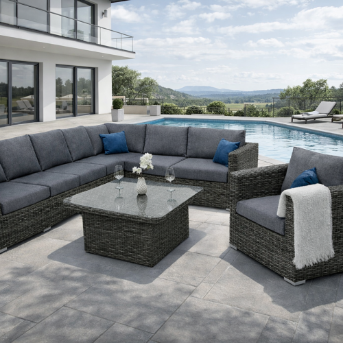 Rattan variálható ülőgarnitúra MALIBU 6 fő részére (szürke)