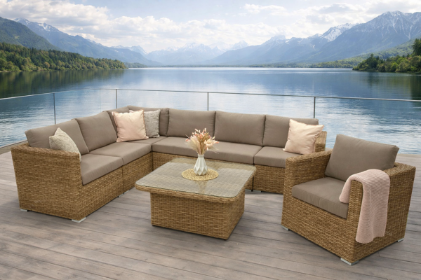 Rattan variálható ülőgarnitúra MALIBU 7 fő részére (bézs-barna) Rattan variálható ülőgarnitúra MALIBU 7 fő részére (bézs-barna)
