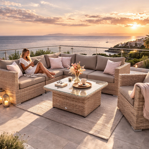 Rattan variálható ülőgarnitúra MALIBU 6 fő részére (cappuccino)