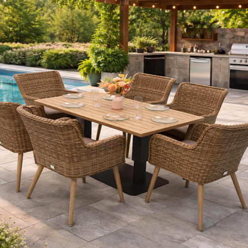 Kerti rattan szett MALIBU 1+6 (bézs-barna)