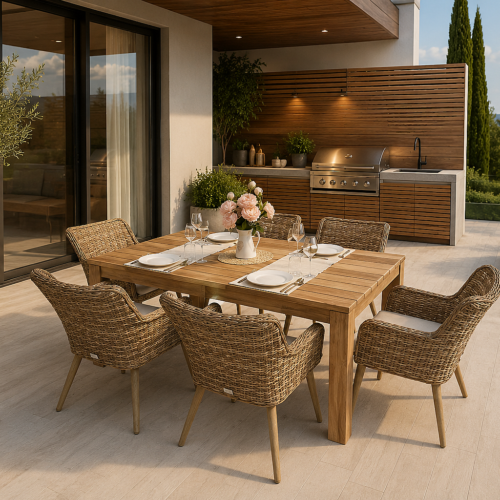Kerti rattan szett MONTE MALIBU 200 (bézs-barna) 6x Kerti szék MALIBU (bézs-barna)