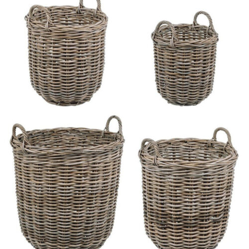 NARRA II szürke kubu rattan 4 részes kosár szett NARRA II szürke kubu rattan 4 részes kosár szett