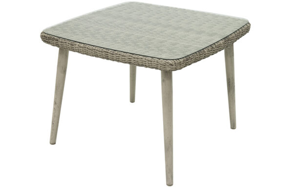 Kerti rattan asztal üveggel VICTORIA 100 x 100 cm (szürke) Kerti rattan asztal üveggel VICTORIA 100 x 100 cm (szürke)