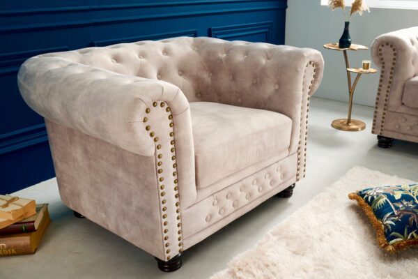 CHESTERFIELD bézs bársony fotel CHESTERFIELD bézs bársony fotel