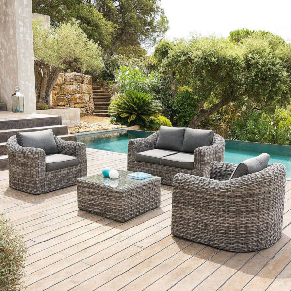 Rattan moduláris készlet BORNEO LUXURY 4 fő részére (szürke)