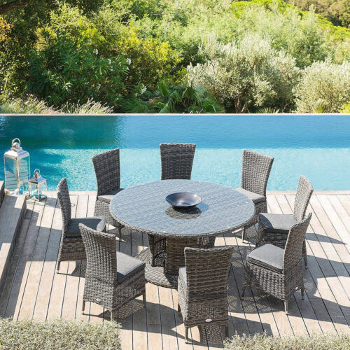 Rattan étkezőkészlet BORNEO LUXURY 1 + 8 (szürke) Rattan étkezőkészlet BORNEO LUXURY 1 + 8 (szürke)