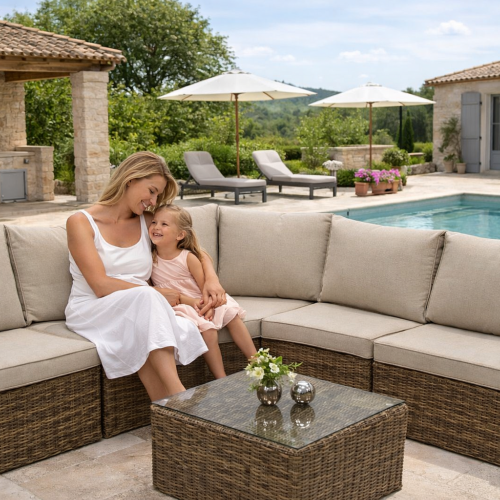 Rattan modul szöglet BORNEO LUXURY (barna)