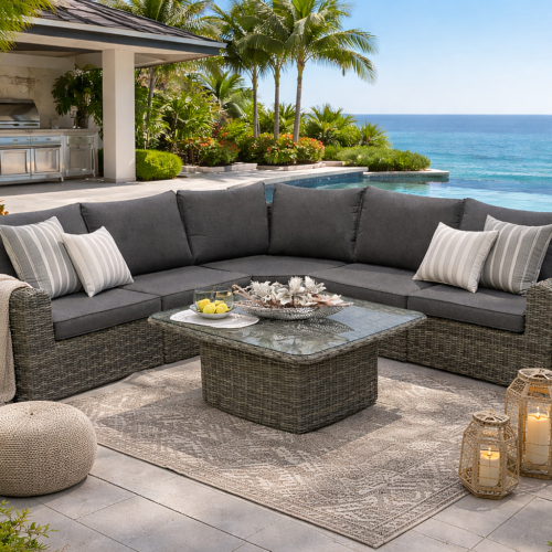 Rattan moduláris szett BORNEO LUXURY 5 személyes (szürke)