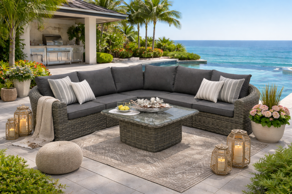 Rattan moduláris szett BORNEO LUXURY 5 személyes (szürke)