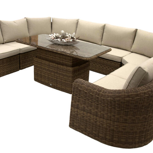 Rattan moduláris étkezőgarnitúra BORNEO LUXURY 9 személyes (barna)
