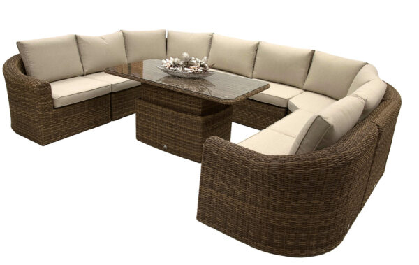 Rattan moduláris étkezőgarnitúra BORNEO LUXURY 9 személyes (barna)