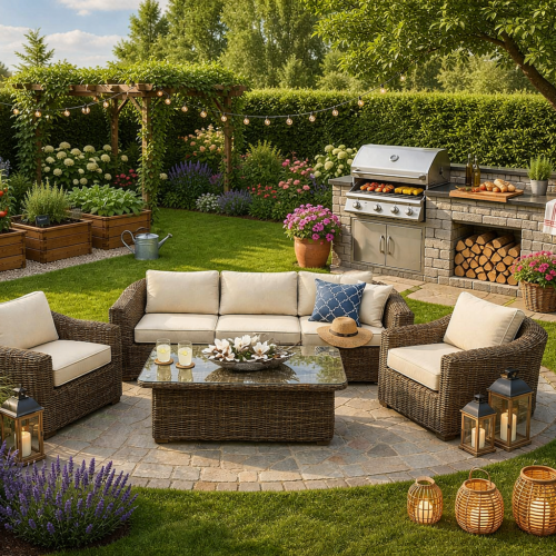 Rattan moduláris készlet BORNEO LUXURY 5 személyes (barna)