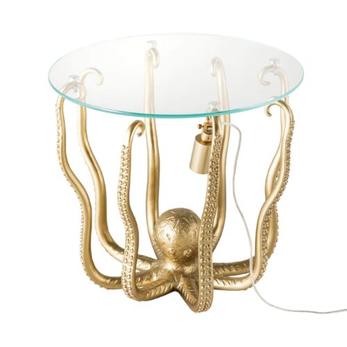 OCTOPUS arany lerakóasztal lámpával OCTOPUS arany lerakóasztal lámpával
