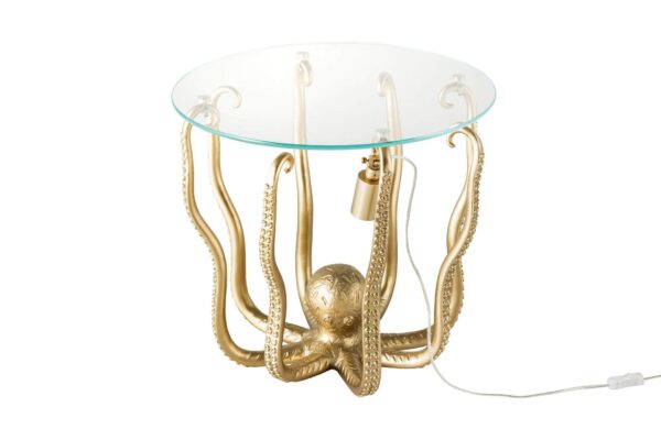 OCTOPUS arany lerakóasztal lámpával OCTOPUS arany lerakóasztal lámpával