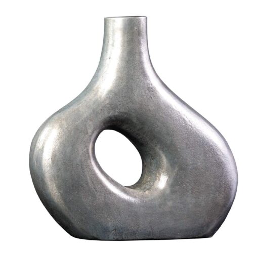 RING sötétszürke fém váza 30cm RING sötétszürke fém váza 30cm