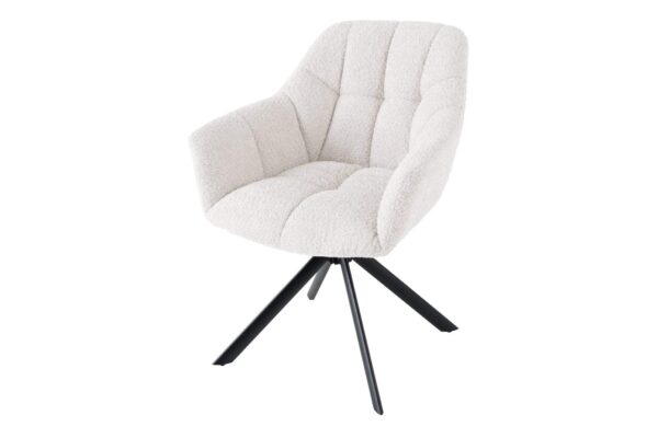 PAPILLON fehér bouclé forgószék karfás 180°-ban forgatható PAPILLON fehér bouclé forgószék karfás 180°-ban forgatható