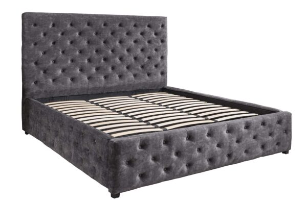 PARIS CHESTERFIELD szürke bársony ágy 160x200 cm PARIS CHESTERFIELD szürke bársony ágy 160x200 cm
