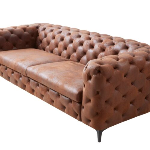 MODERN BAROCK mikroszálas antik barna kanapé Chesterfield stílusú 3-személyes MODERN BAROCK mikroszálas antik barna kanapé Chesterfield stílusú 3-személyes