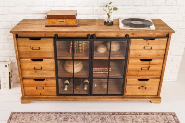 HERITAGE barna fenyőfa vitrin 150 cm HERITAGE barna fenyőfa vitrin 150 cm