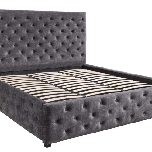 PARIS CHESTERFIELD szürke bársony ágy 180x200 cm PARIS CHESTERFIELD szürke bársony ágy 180x200 cm