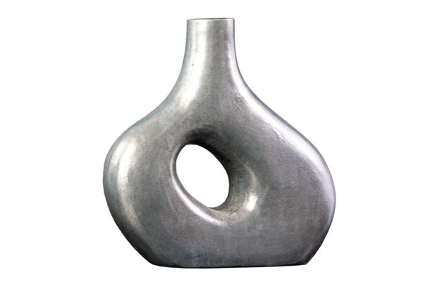 RING sötétszürke fém váza 40cm