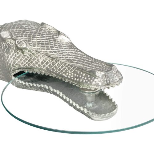 WILDLIFE CROCODILE ezüst üveg lerakóasztal